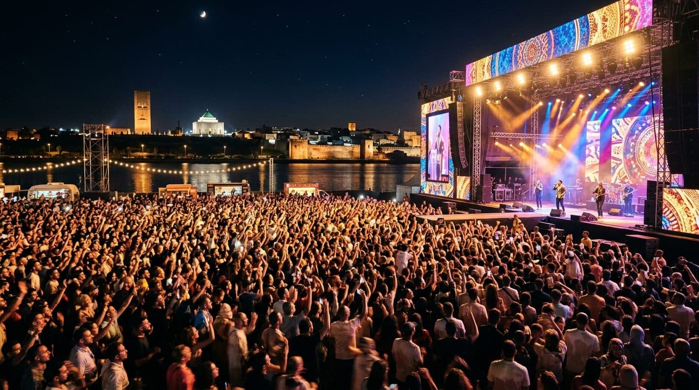 A large evening crowd at the Mawazine music festival in Rabat